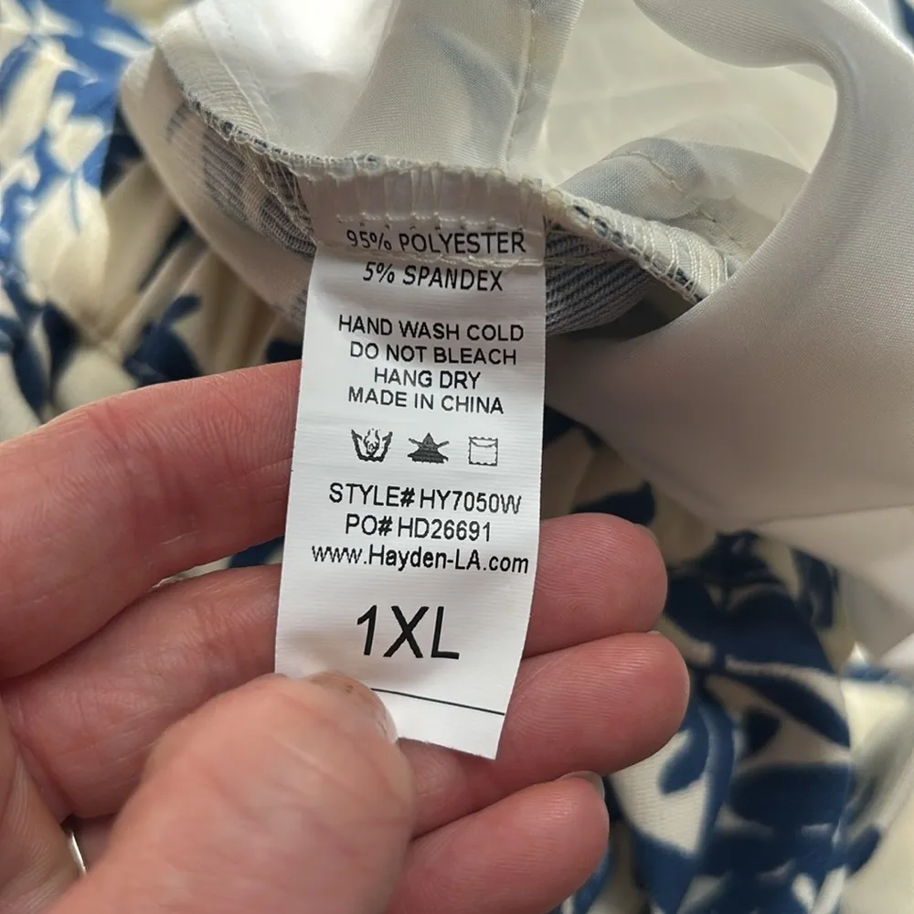 NWT Hayden Blue Floral Wide Leg Pleated Pants Coastal Grandma High Rise Size XL - Image 10