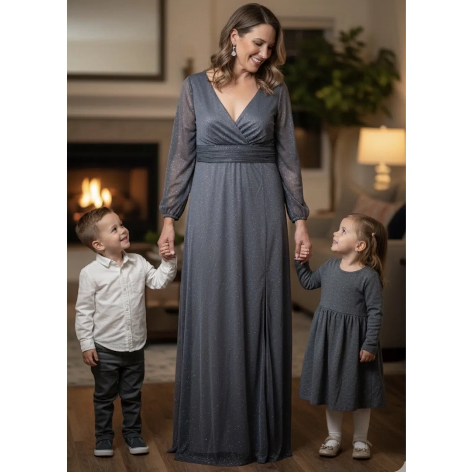 Ever Pretty Dark Gray Glitter Evening Gown Long Formal Dress, Plus Size 18 NWT - Image 2