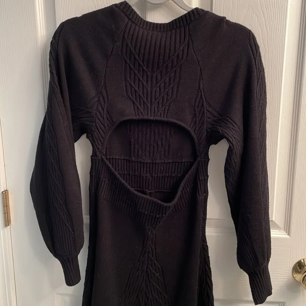 Free People Emiline square neck sweater dress long puff sleeve small - Image 8