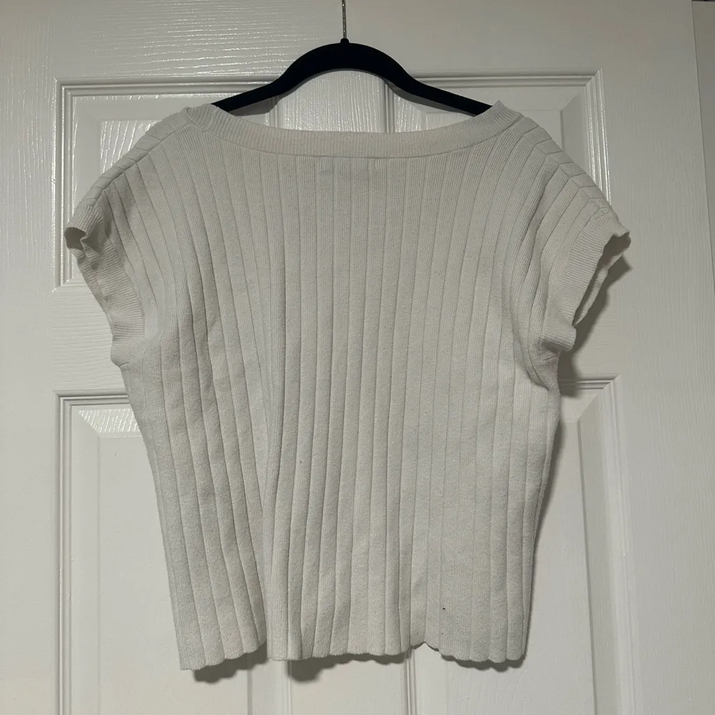 Sincerely Jules Off-White Ribbed Knit Top - Image 2