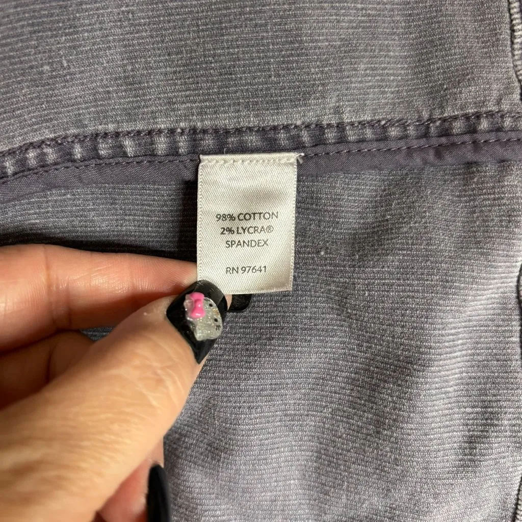 J Jill Stretch Utility Jacket Adjustable Waist 2XL Grey Purple Cotton Pockets - Image 8