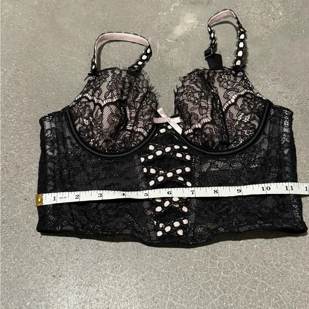 Black and Pink Lace bustier Corset - Image 2