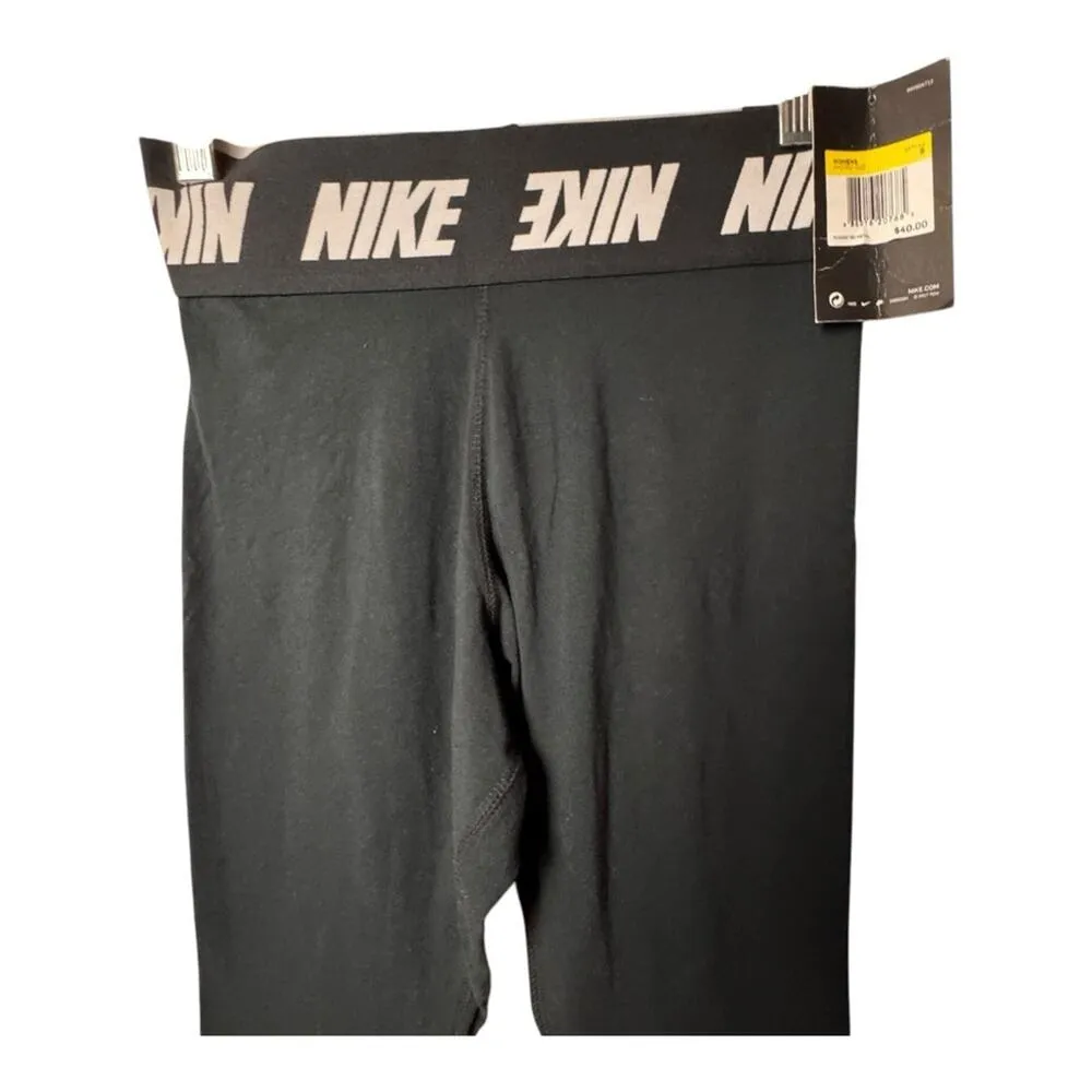 Nike  Women's Black & White Athletic Sporty Logo Swoosh Leggings  Sz S NWT - Image 3