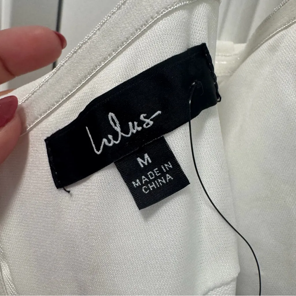 Lulus Upscale Flirt NWT size M Ivory Rhinestone Sleeveless Bodycon Midi Dress - Image 11