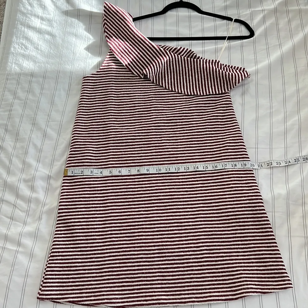 NWT Loft One shoulder Ruffle striped summer dress size small - Image 10