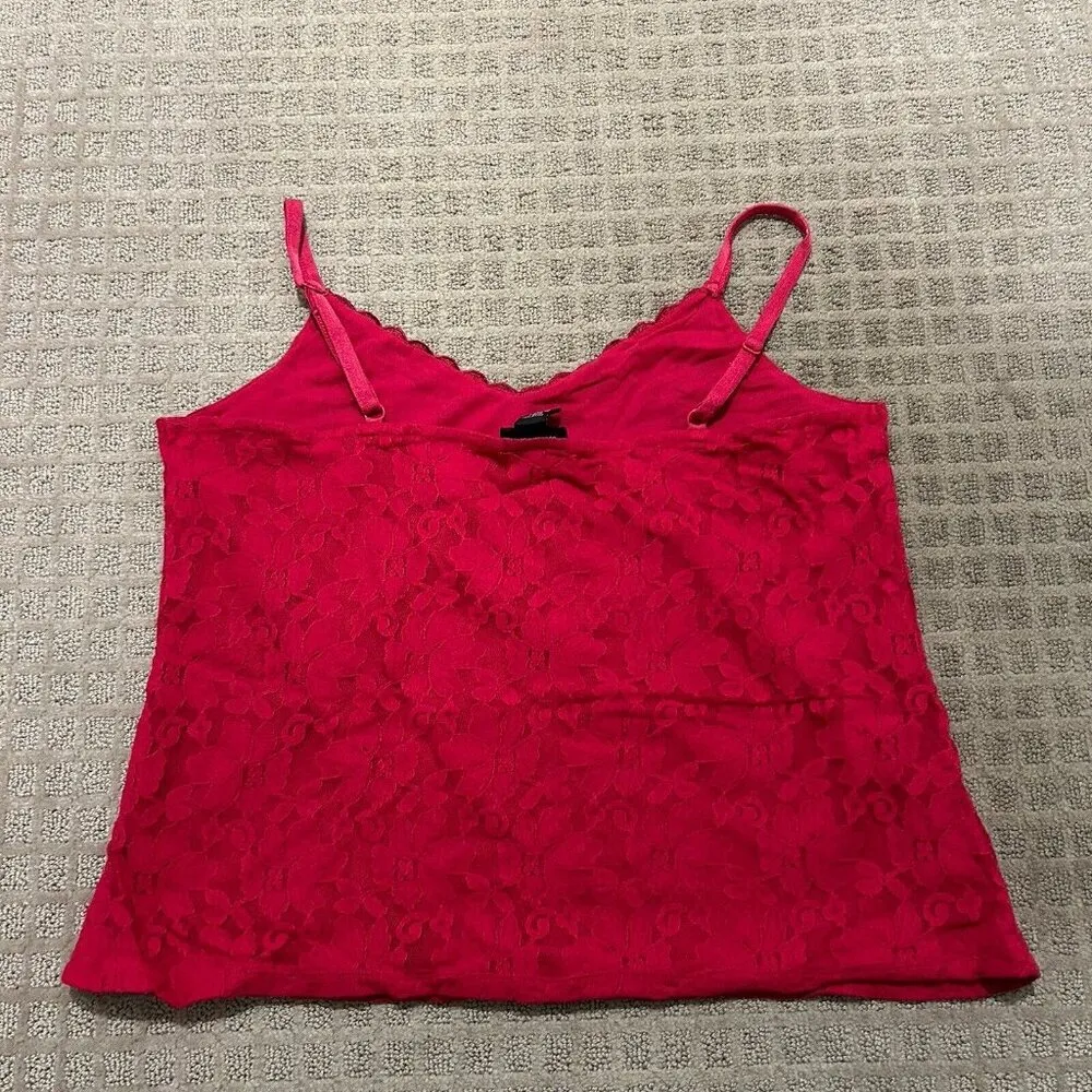 Vintage 90s Y2K Avenue Womens 22/24 Red Lace Cami Camisole Tank Top Baby Doll - Image 9