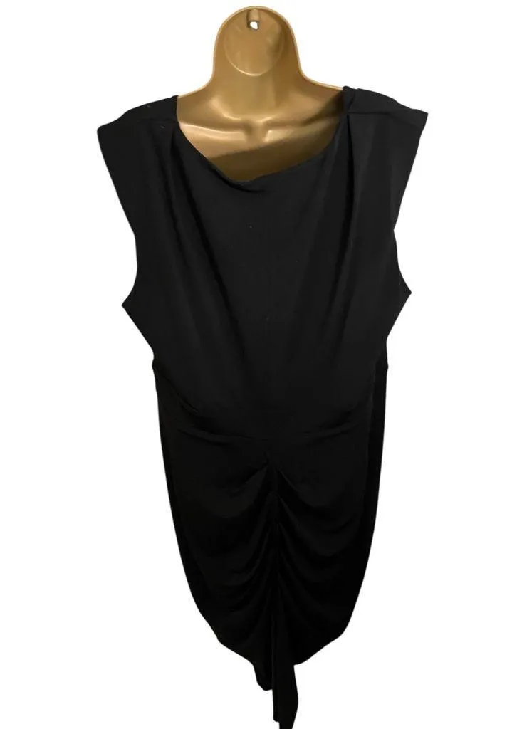 City Chic Draped Bodycon Dress Two-Way Zip Ruched Black M/18 - Image 3