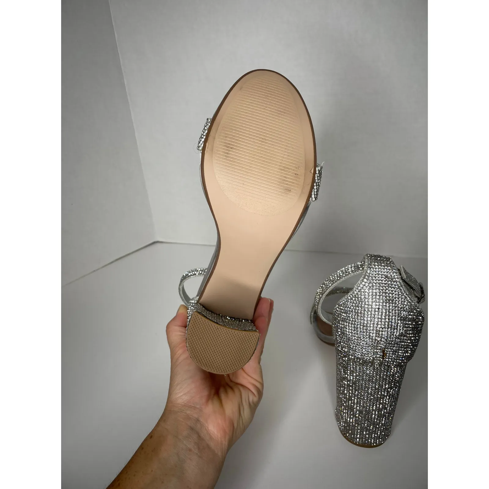 Steve Madden  Carrson Crystal Heels Silver Size 10 - Image 11