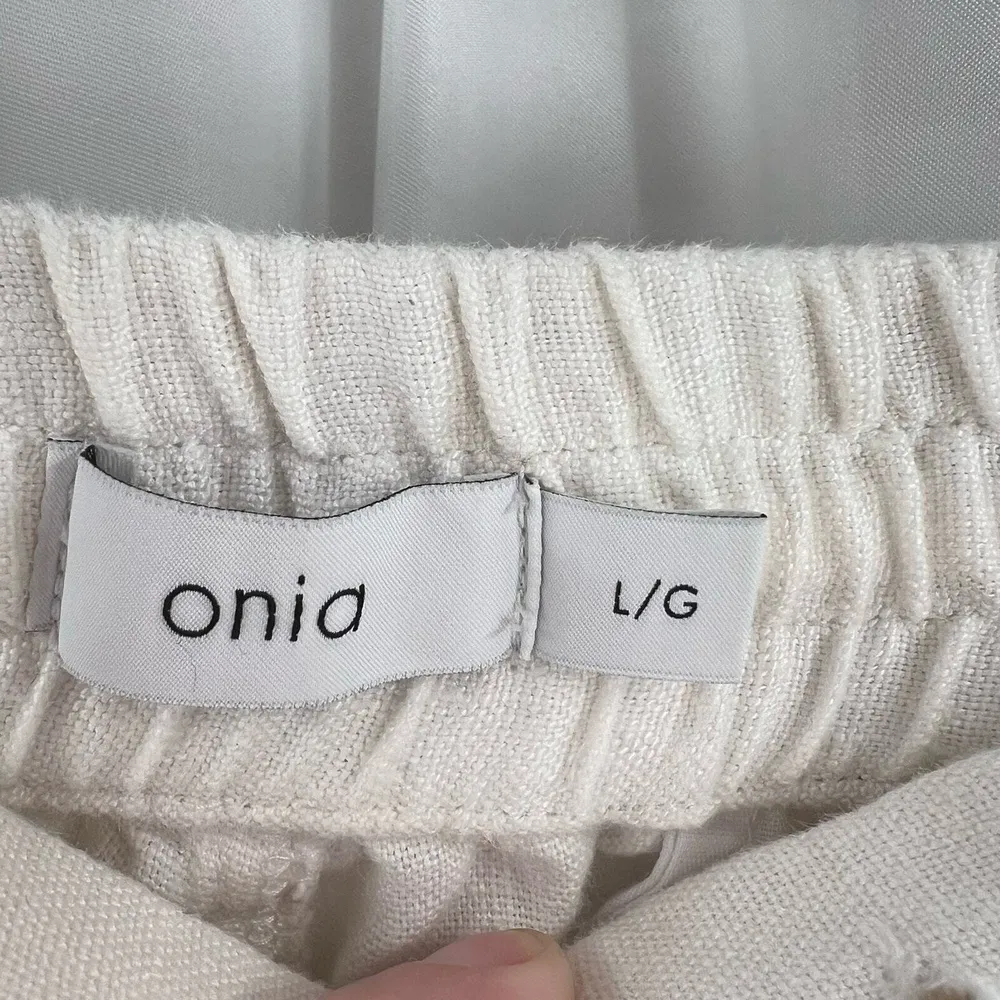 Onia Womens Pant White Linen Casual Beach Relaxed Travel Vacation New Large - Image 8