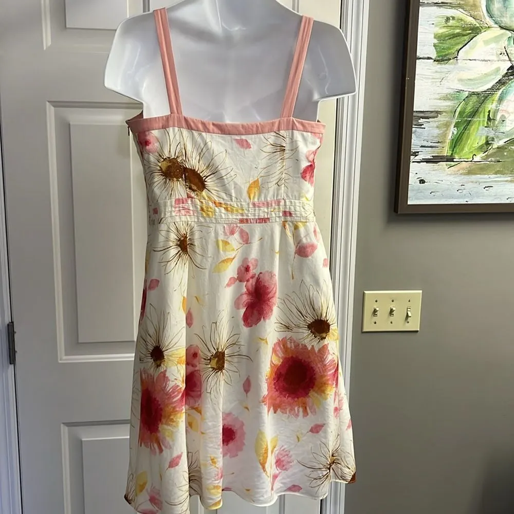 Ann Taylor Petites Cream Floral Lined Cotton Sundress- 10P - Image 9