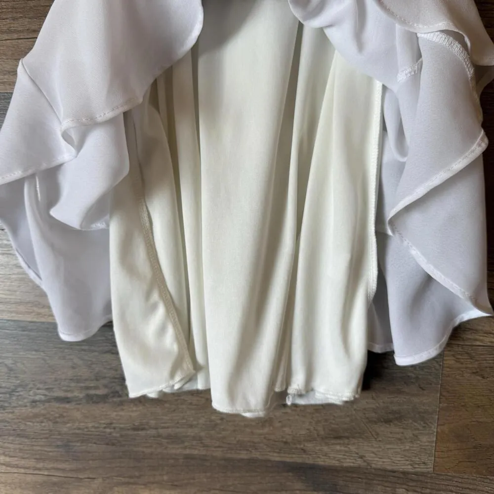 Altard State White Faux Wrap V-neck Ruffle Mini Dress Belt Tie Women’s Large - Image 8