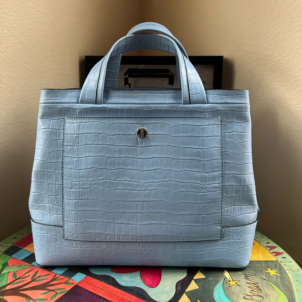 SALE🌻HAYWARD made in New York pyramid tote in blue embossed crocco ✨ - Image 4