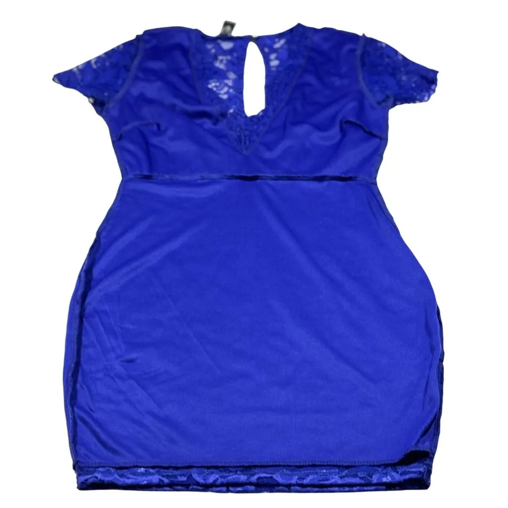 Windsor Size S Royal Blue Lace Short Sleeve Bodycon Dress With Keyhole Back Deta - Image 4