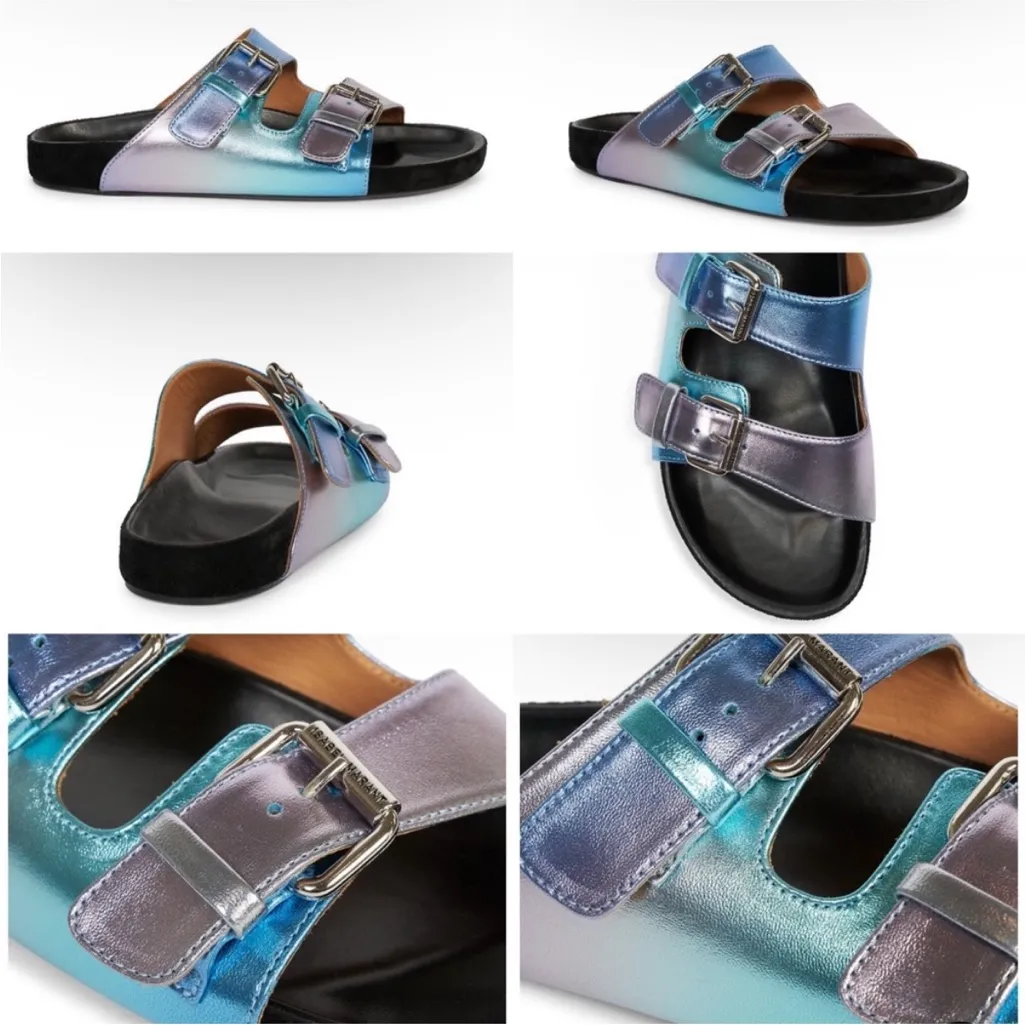 ISABEL MARANT Lennyo Sunset Metallic Aqua Sandal - NEW - SIZE 39 - Image 2