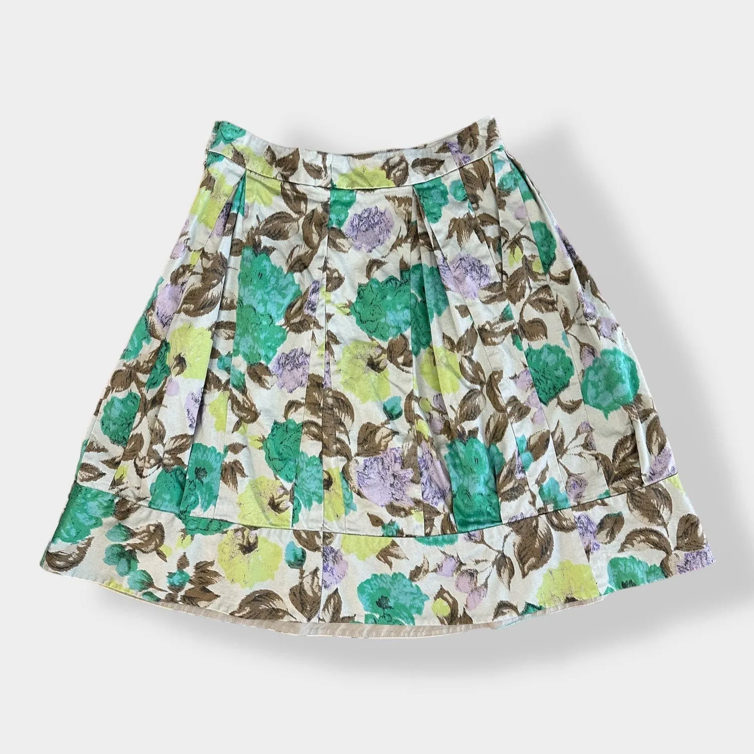 Anthropologie Odille Green Floral pleated Skirt with lace underlay Size 6‎ - Image 5