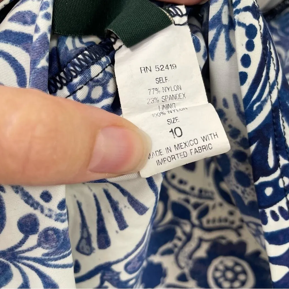 Lauren Ralph Lauren Blue & White Floral Print Halter Tankini Swimsuit Top 10 - Image 6