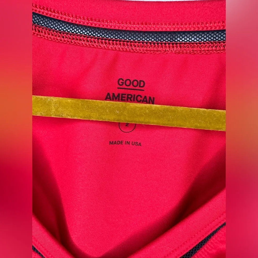 Good American Red and Black V Neck Lowdown Bodysuit - Image 3