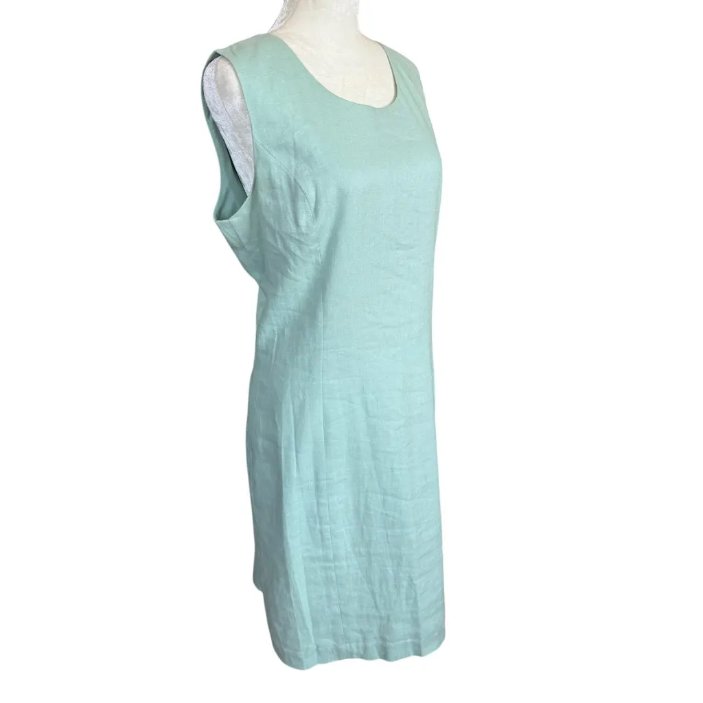 Laura Scott mint green sleeveless fully lined zip sheath linen dress size 14 - Image 2