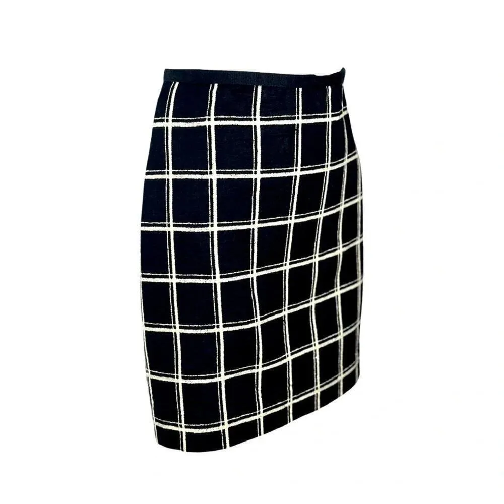 Madewell Cotton Windowpane Mini Skirt Black White Double Gauze Size 0 - Image 5