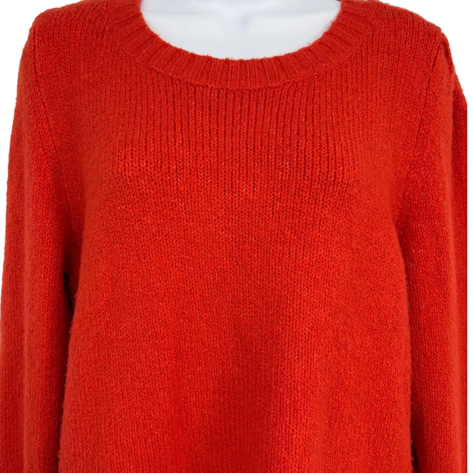 Maeve by Anthropologie Orange Knit Sweater Puff Sleeve Pullover Women L Classic Size L - Image 3
