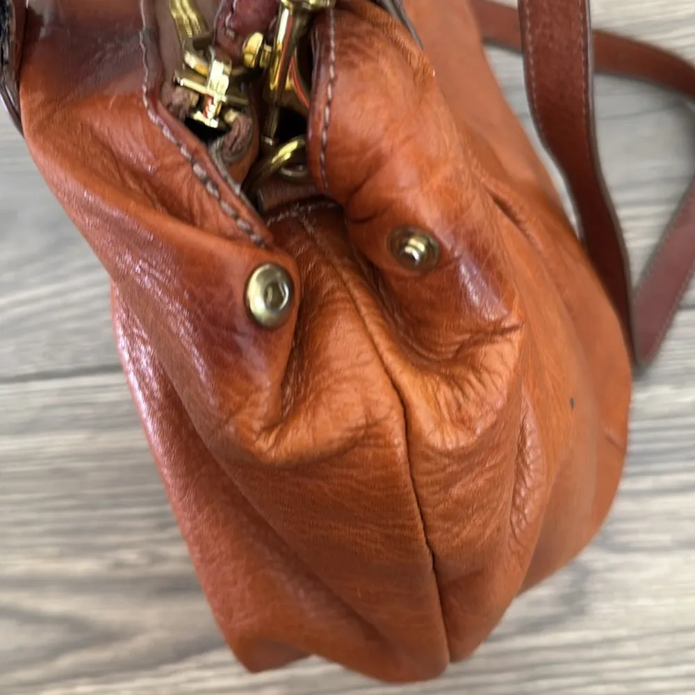 J.Crew Tan Leather Handbag with Gold Accents - Image 14