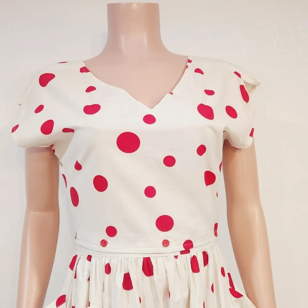 YOU Babes II By Fritzi Vintage Red White Polka Dot Skirt & Shirt Set Juniors 7 Size 4 - Image 2