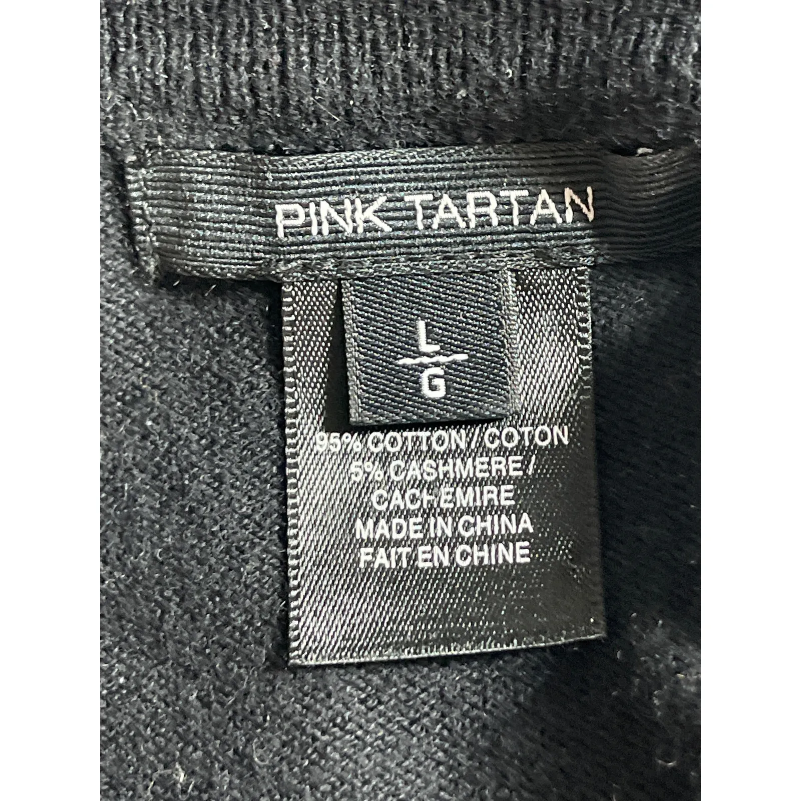 Pink Tartan Women's Navy Blue Beige Cashmere Colorblock Knit Sweater Top Sz L Size L - Image 3