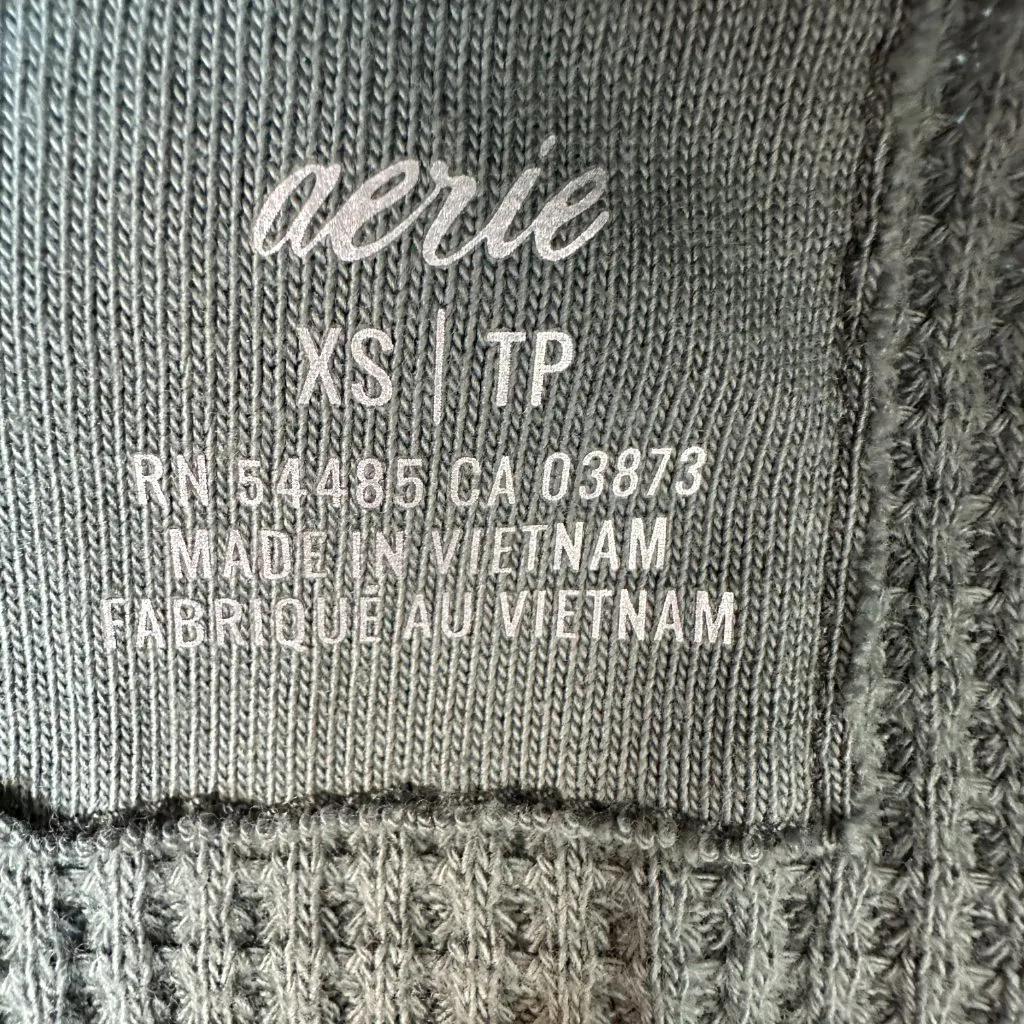 Aerie Green Long Sleeve Waffle Crewneck Sweater Women's XS - Image 4