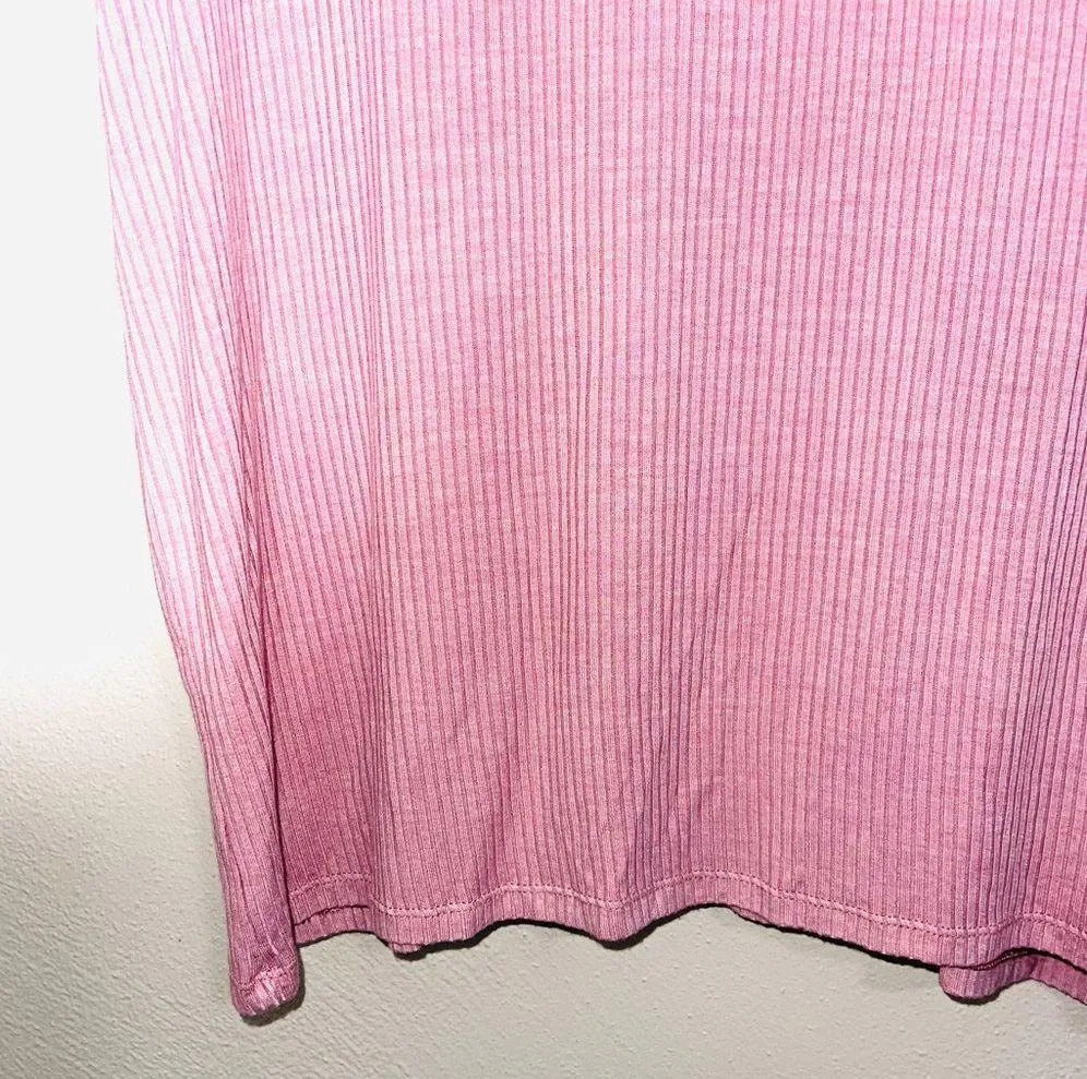 Soft & Sexy Rib Pink Mock Neck Long Sleeve Top - Image 5
