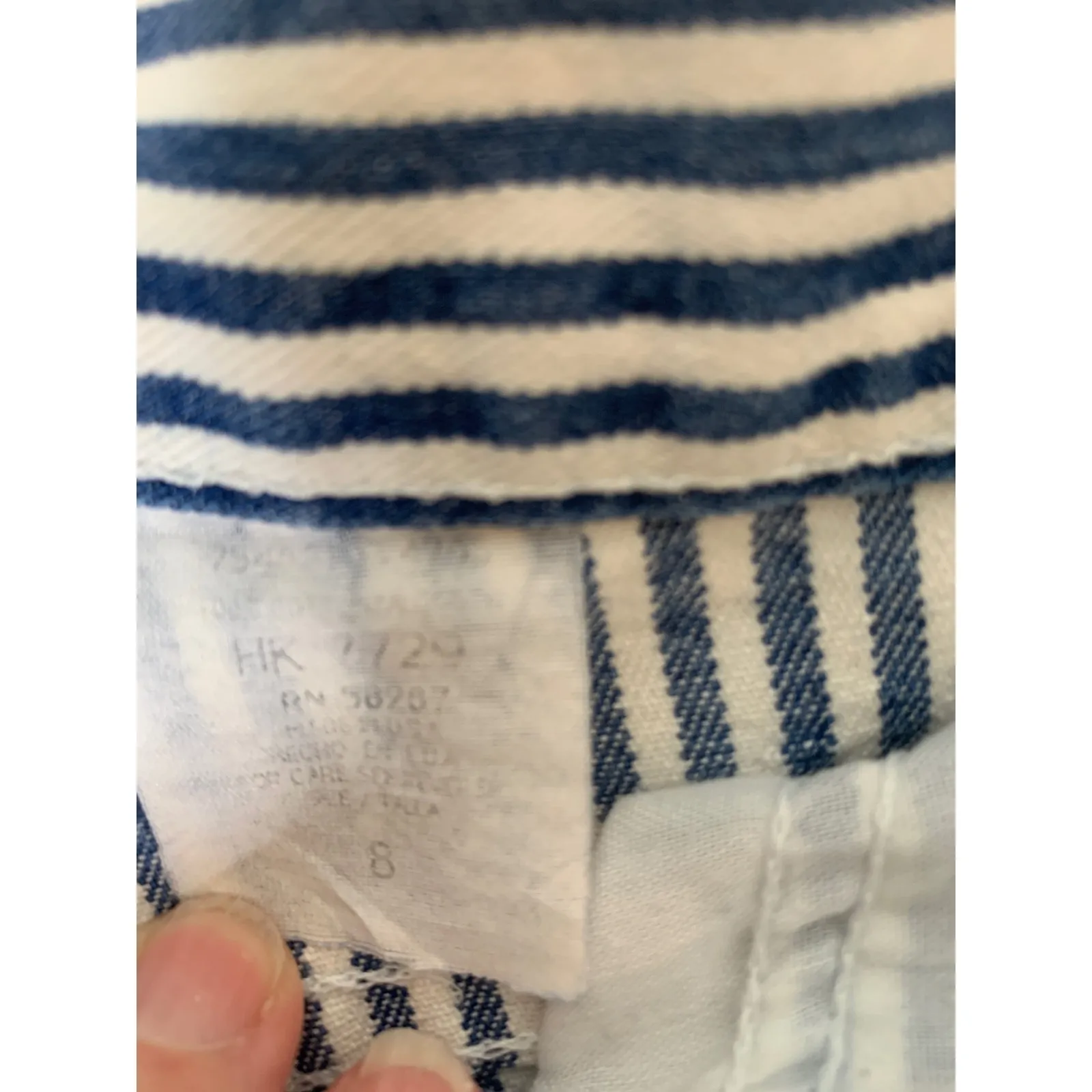 Vintage High Waist Blue Striped Jean Shorts 29" waist Fisherman Core - Image 3