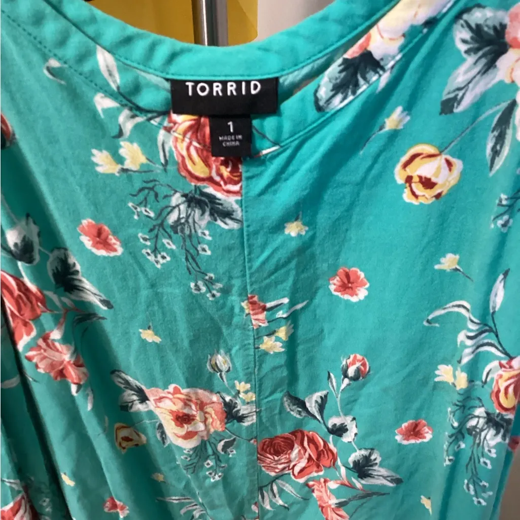 Torrid Teal Floral Dress - Image 2