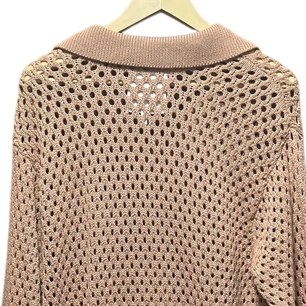 Aerie NWOT Open Knit Polo Sweater in Beach Dune Size Smalll - Image 9