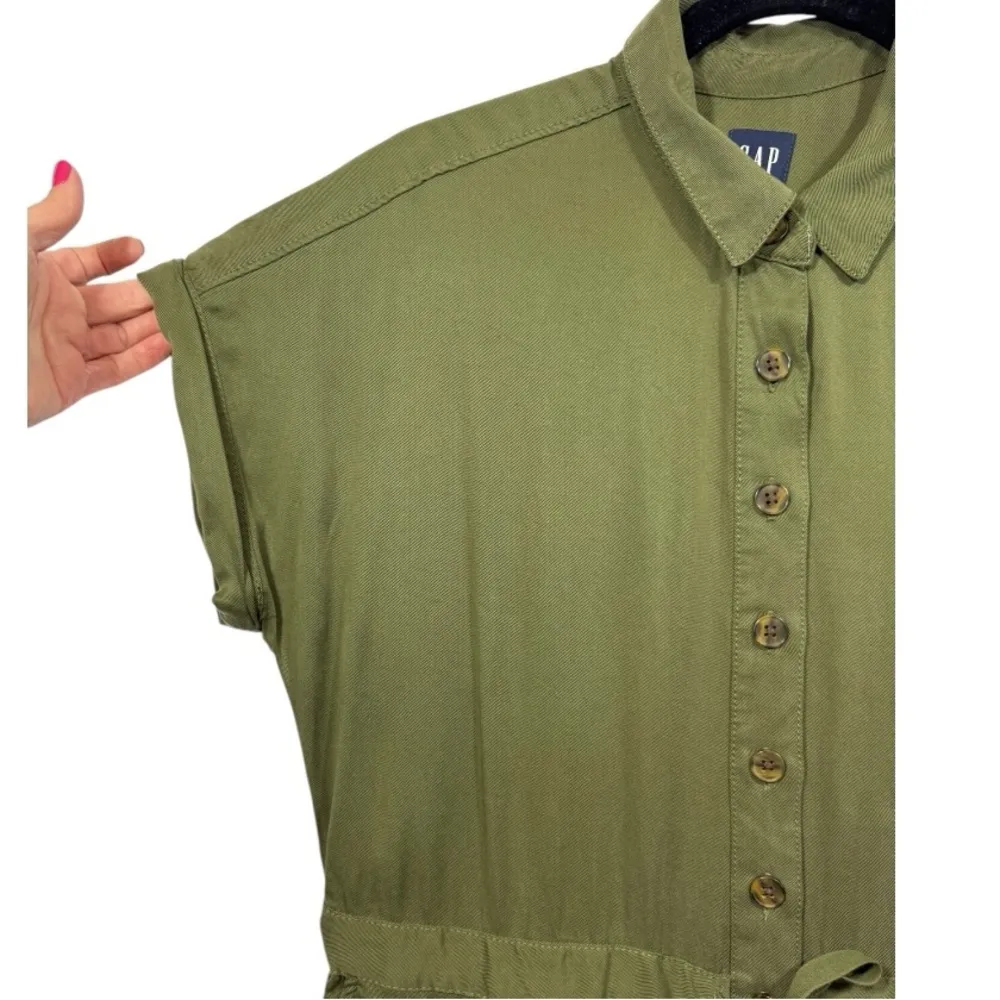 NWT Gap Short Sleeve Button Up Army Jacket Green Jumpsuit‎ 4 - Image 7