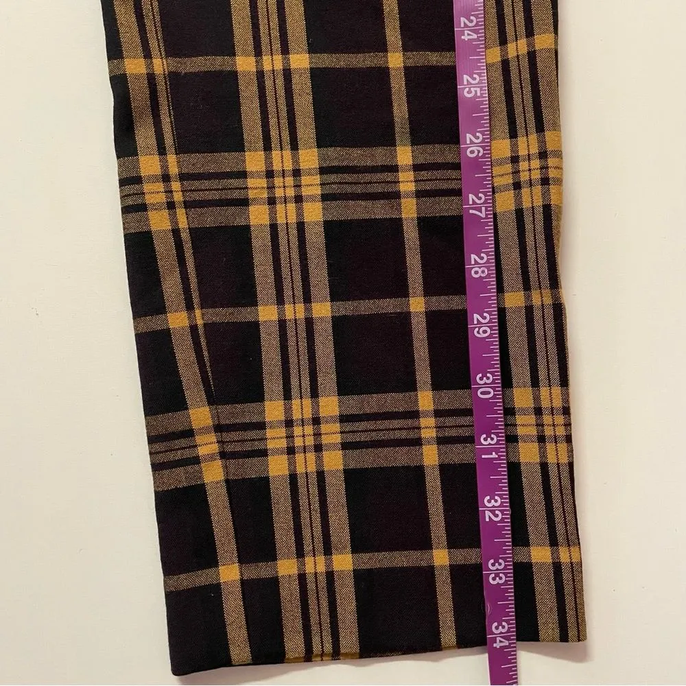 Aritzia Wilfred Darontal Black/Yellow/Dark Wine Plaid Pants Sz 00 24” Waist EUC - Image 7