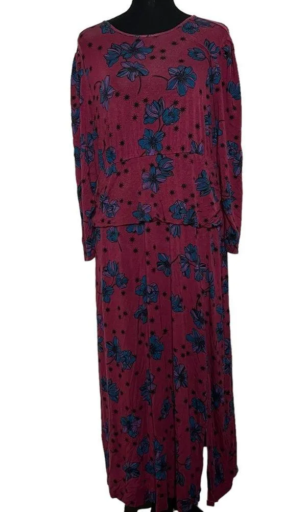 ModCloth Stargazing in the Primroses Midi Dress 1X Women’s Burgundy Floral EUC. - Image 2
