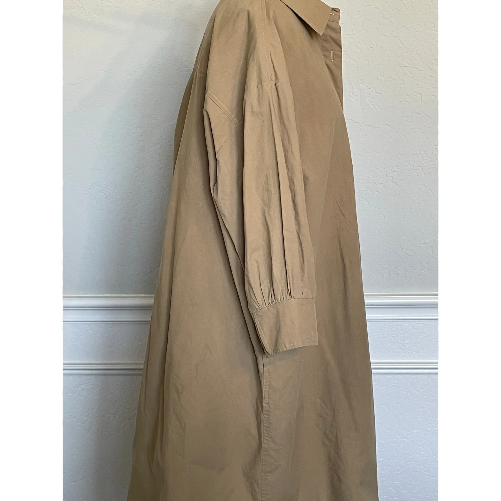 MOD REF Button Front Khaki Cotton Shirt Dress Medium - Image 6