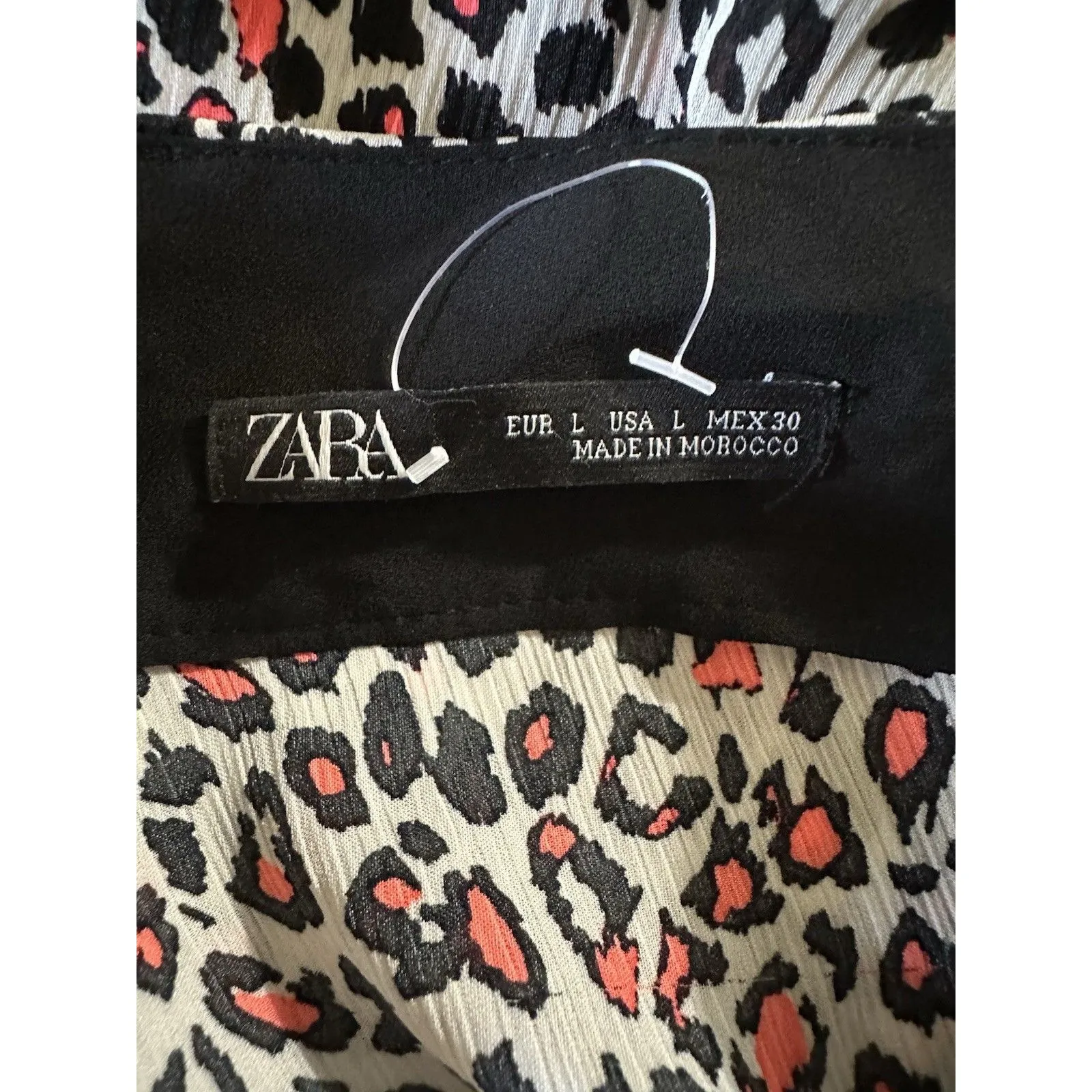 Zara Pink & Black Leopard Animal Print A Line Midi Skirt Middle Slit Size L - Image 7