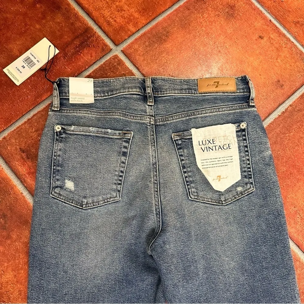 NWT 7FAM Luxe Vintage High Waist Slim Kick Jeans - Image 7