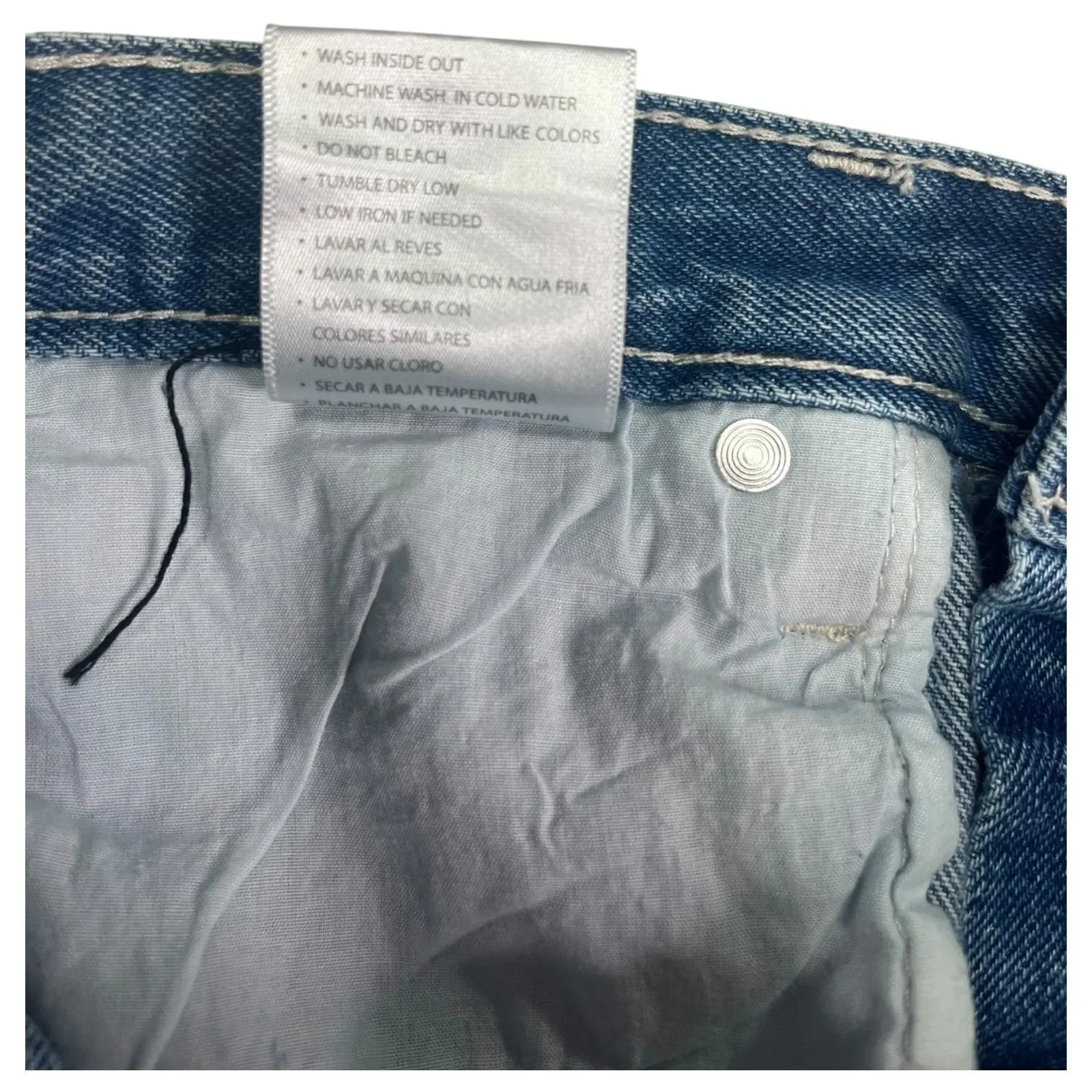 KanCan Denim Shorts Womens 5 26 High Rise Distressed Raw Hem Splatter Boho Beach Blue - Image 10