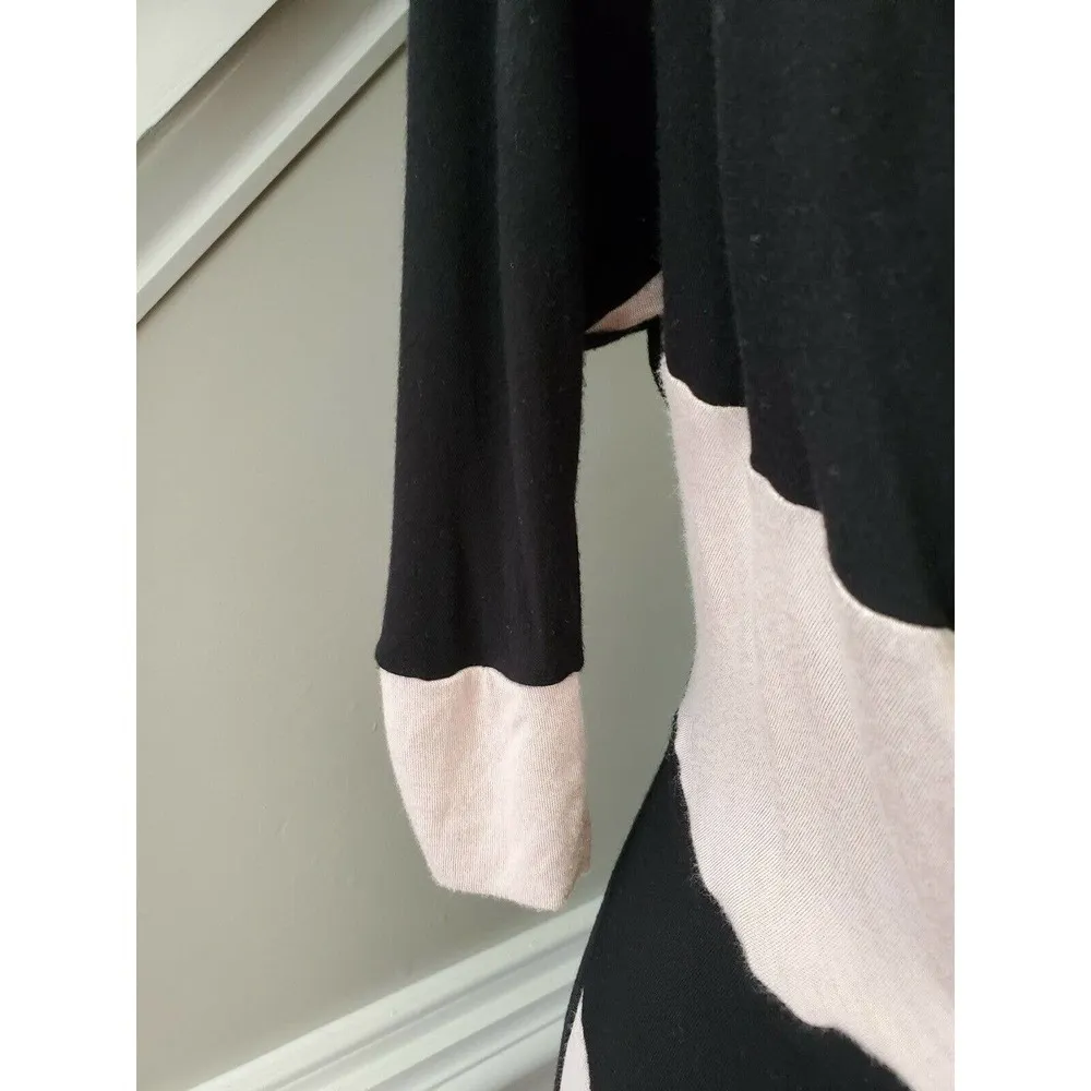 Rhapsody Women Beige& Black Rayon Cowl Neck Long Sleeve Knee Length Dress Size M - Image 6