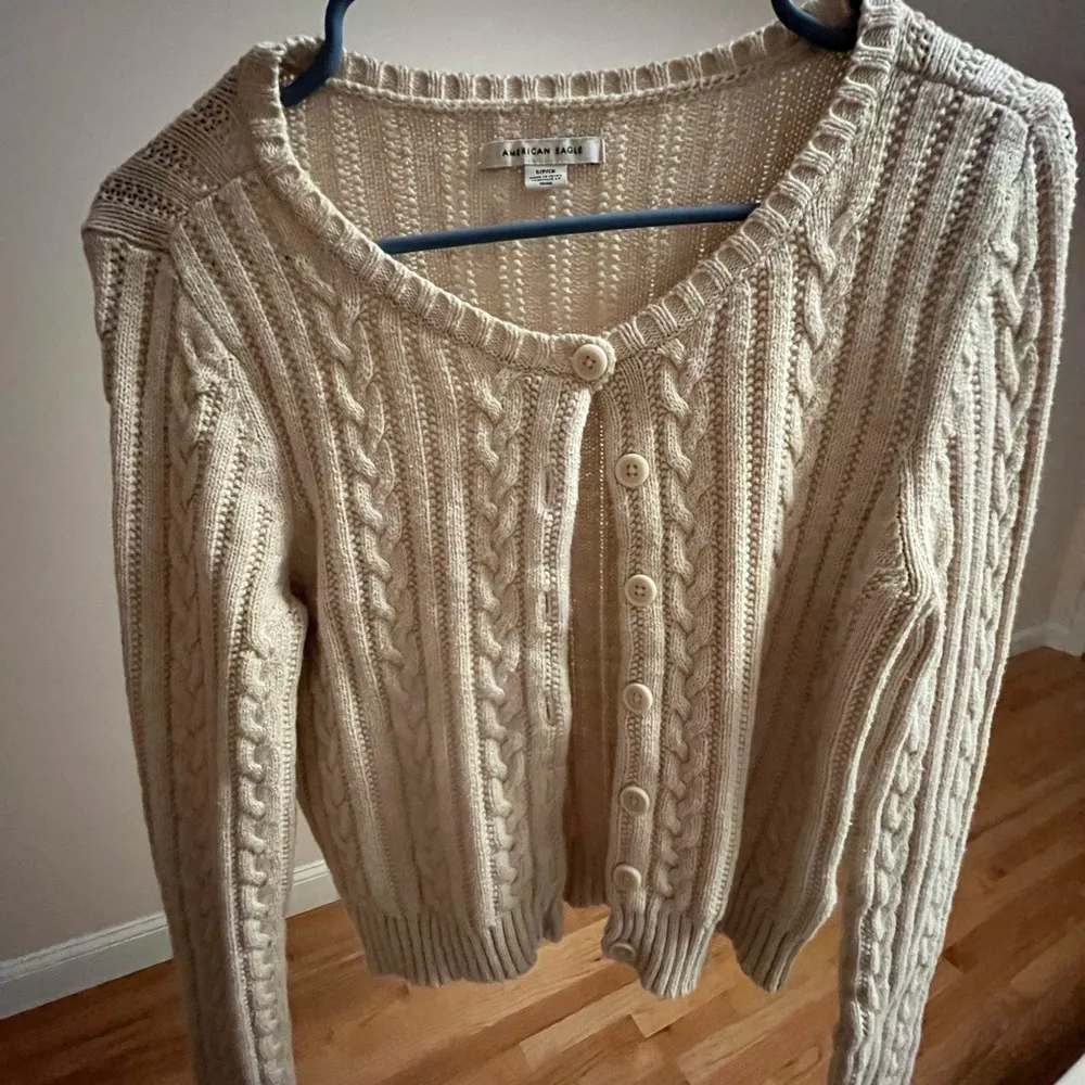 cream cable knit cardigan - Image 3