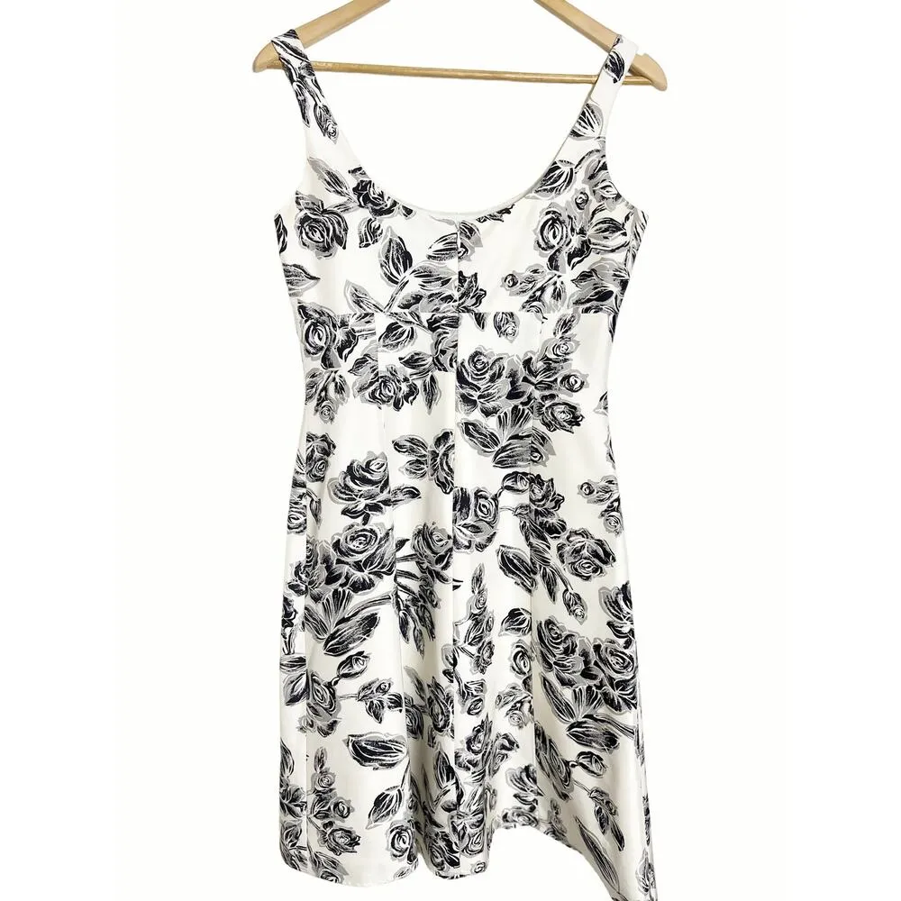 Laundry by Shelly Segal Black White Sequin Floral Silk Cocktail Dress Size 6 - Image 5