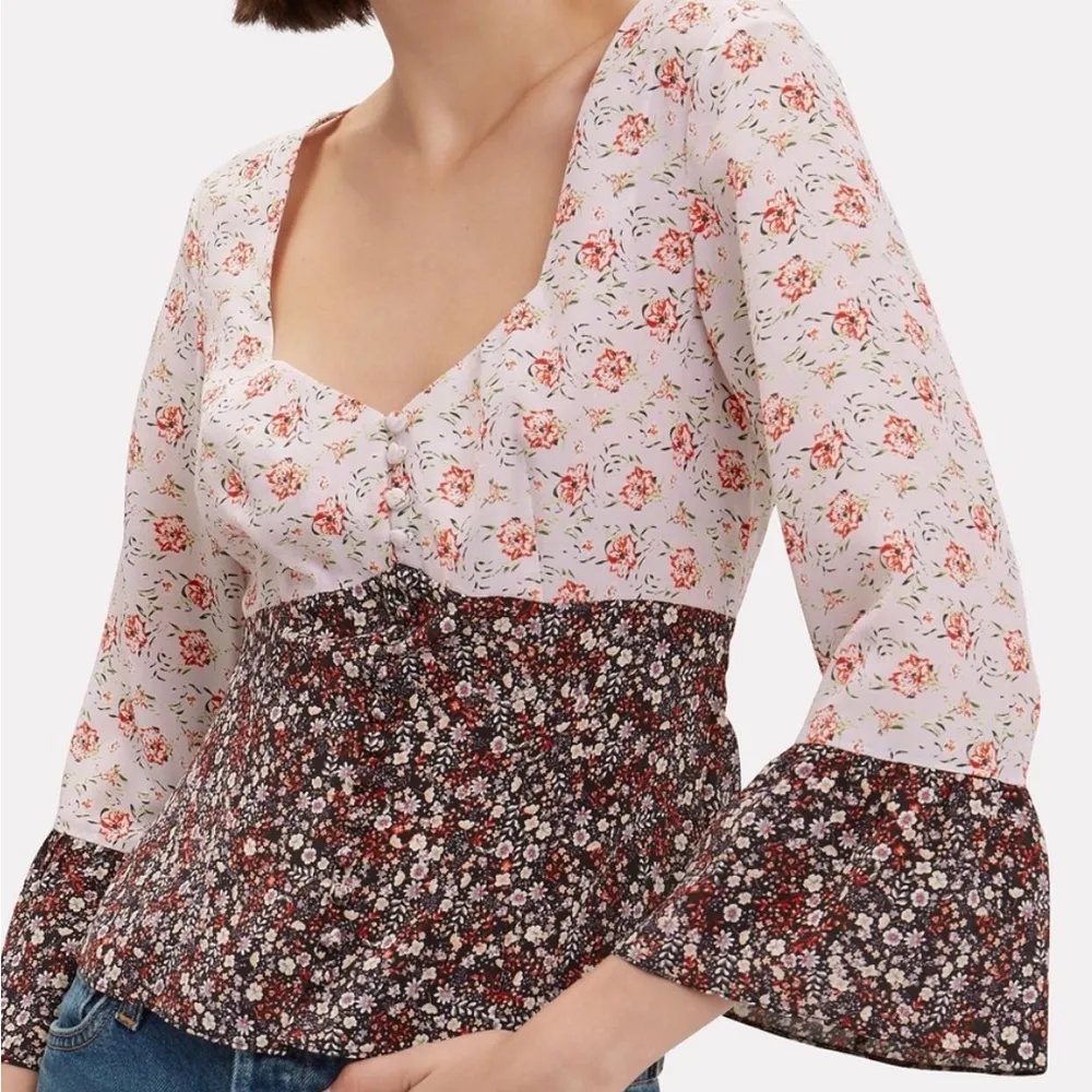 Intermix Doryll Bell Sleeve 100% Silk Top - Image 2