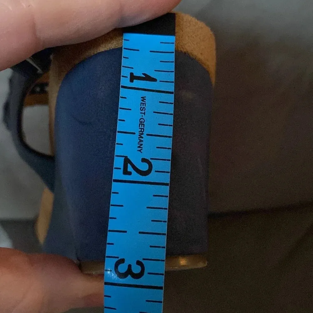 Lucky Brand Crochet Wedge Sandals Navy Blue Leather Woven Crochet Size‎ 8.5 - Image 9