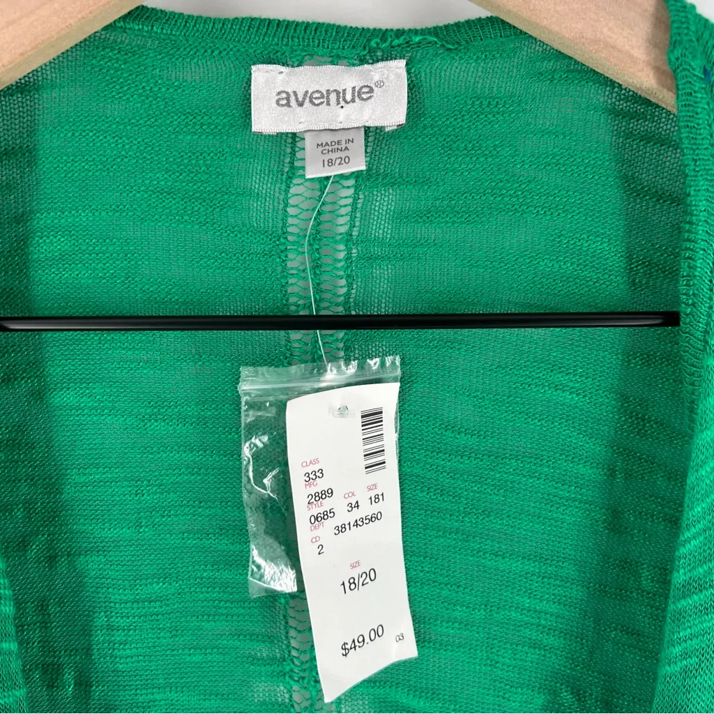 Avenue Green Burnout Open Front Waterfall Cardigan Sweater NWT Size 18 Plus - Image 2