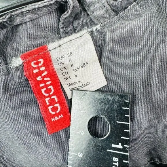 H&M Anorak Jacket Hooded Utility Drawstring Gray Coat Women's Size‎ S - Image 8