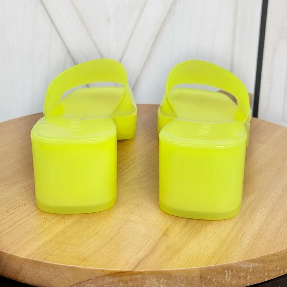 Steve Madden Harlin Chunky Jelly‎ Neon Slide Sandals Citron Yellow 9 Y2K - Image 6
