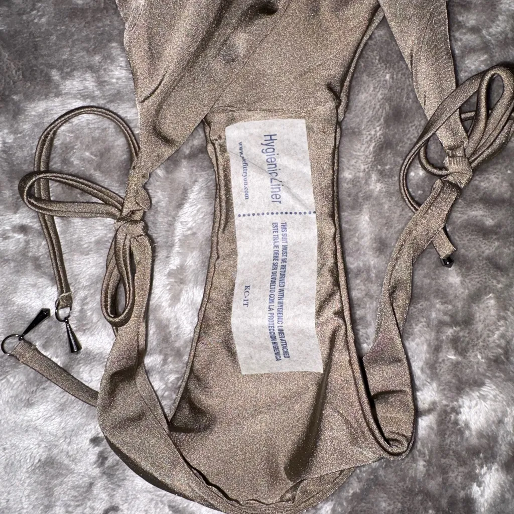 Elegant Tan Bikini Bottom with Adjustable Ties Size L - Image 4