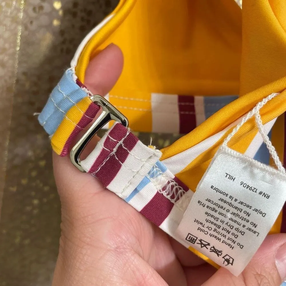 yellow stripe reversible bikini top, M - Image 3