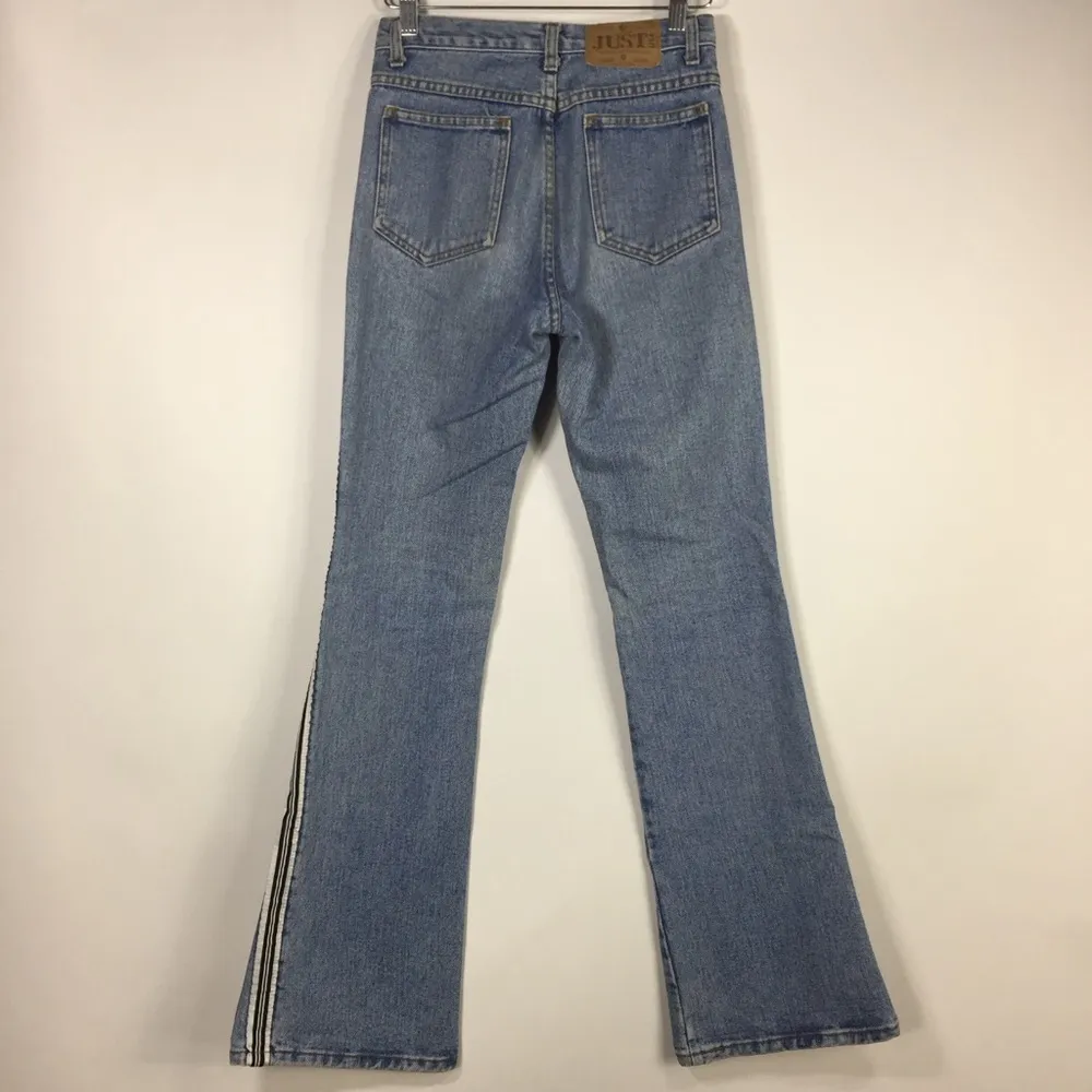 Just USA VTG Y2K Blue Flared Jeans Side Stripes - Image 7